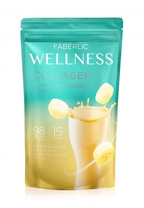 Протеиновый коктейль с коллагеном и жиросжигающим комплексом Wellness, вкус «Банан»