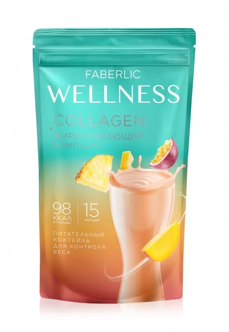 Протеиновый коктейль с коллагеном и жиросжигающим комплексом Wellness, вкус «Тропические фрукты»